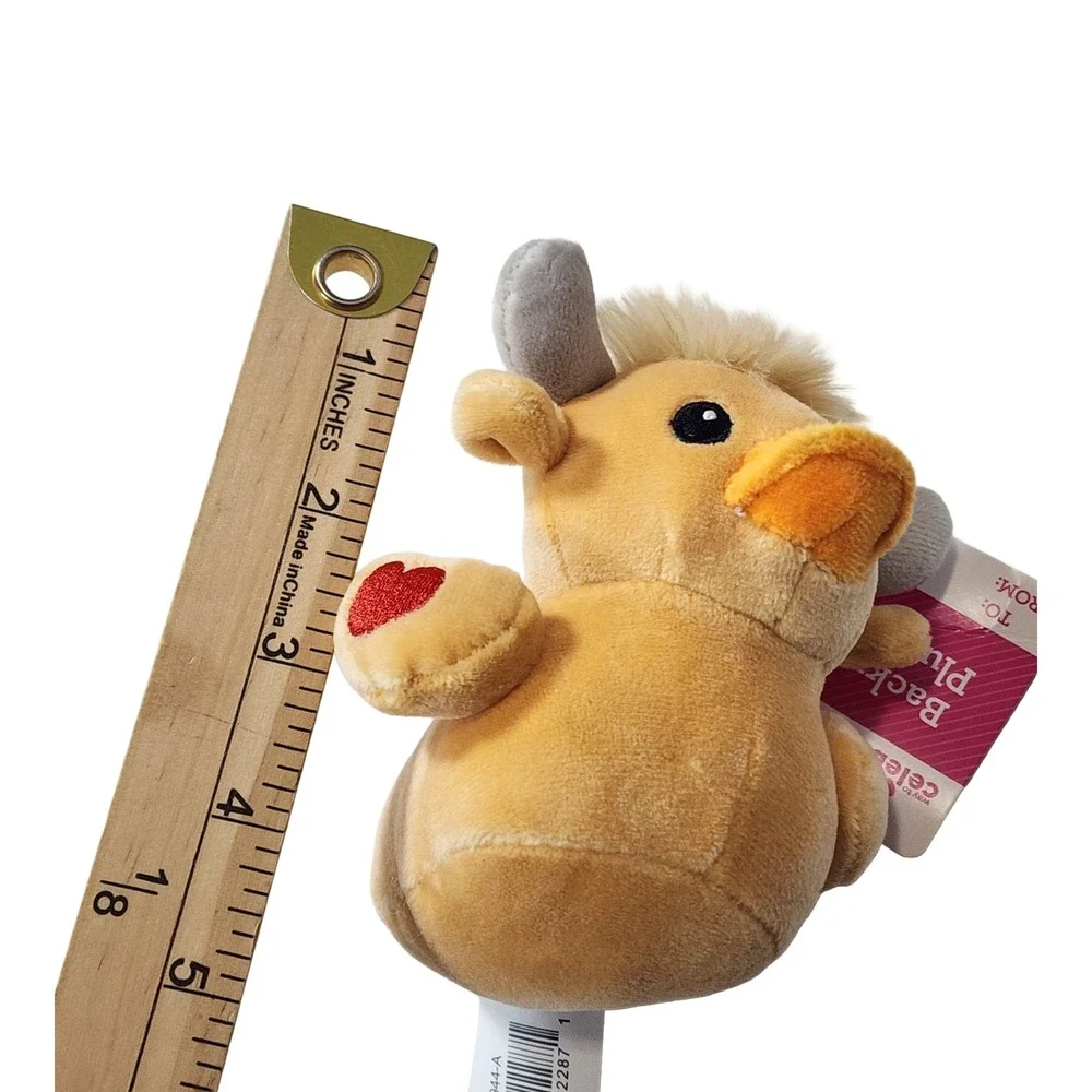 Way to Celebrate Highland Cow Duck Plush Backpack Clip Yellow Heart 4 Inch NWT